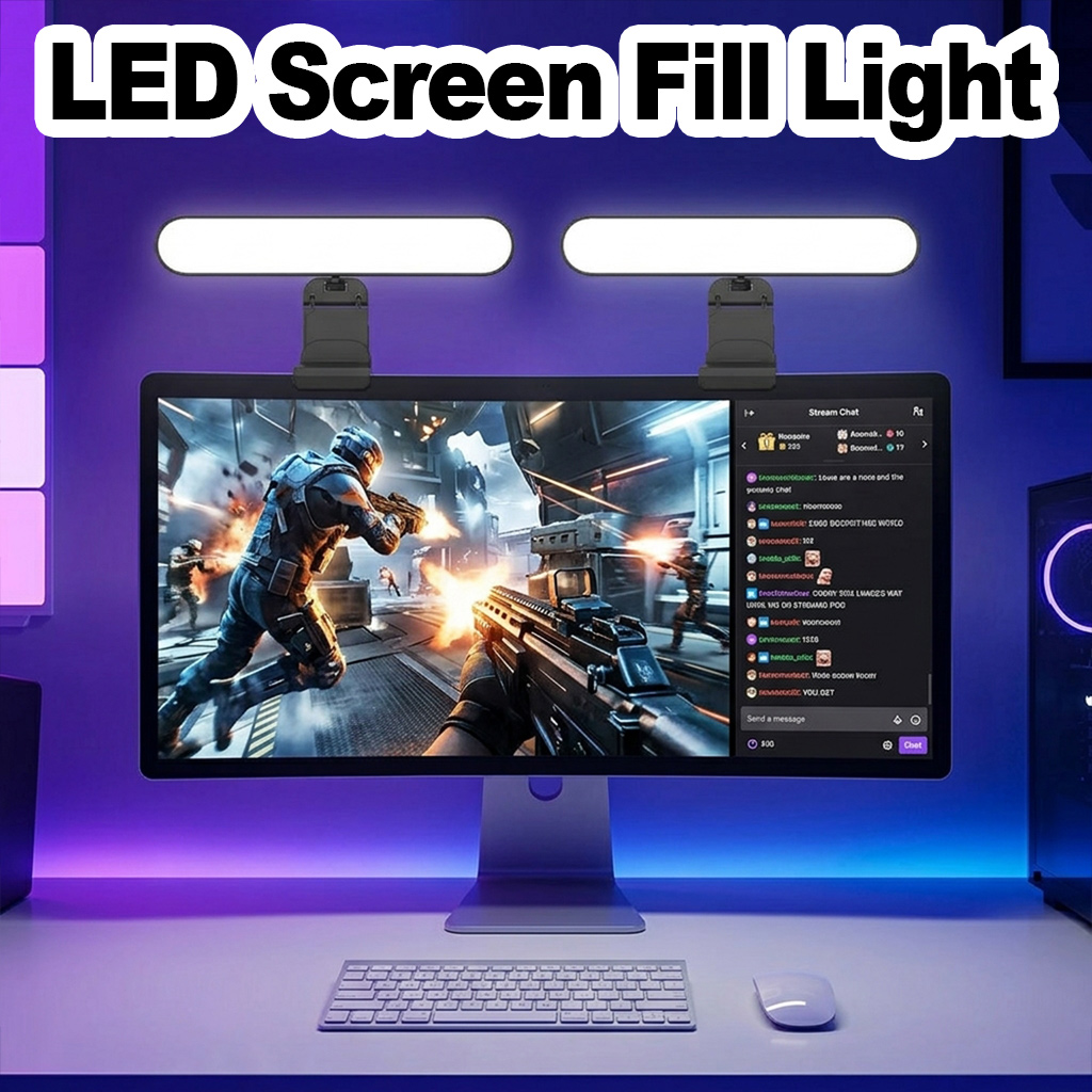 Desk Setup Videos - مصباح شاشة LED قابل للتعتيم باللمس،
